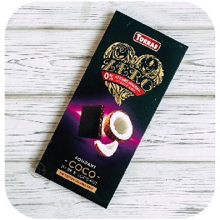 Шоколад чорний без цукру Torras ZERO NEGRA СОСО з кокосом, 125г