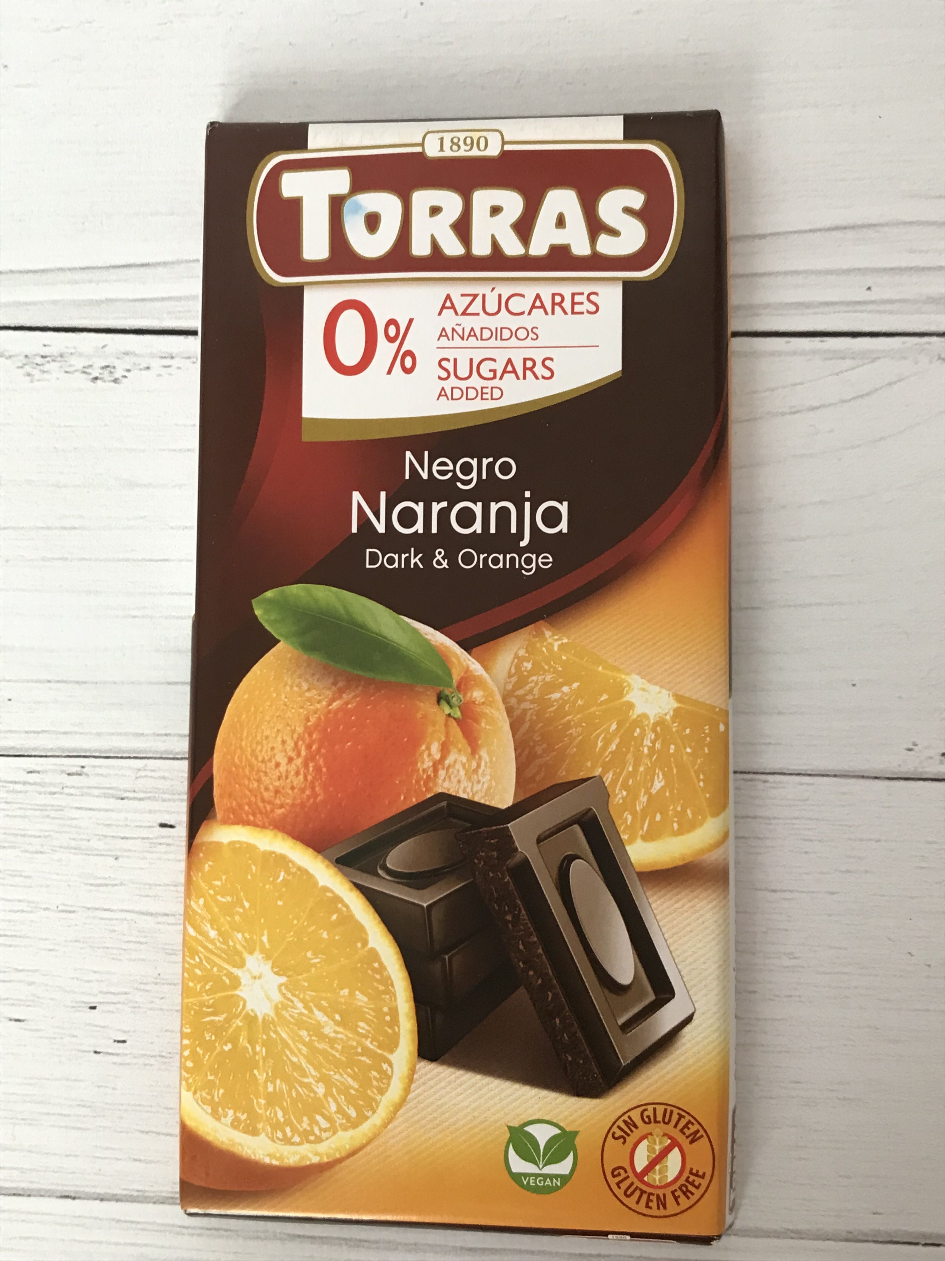 Шоколад чорний без цукру Torras Negro Naranja Dark & Orange з апельсином, 75г