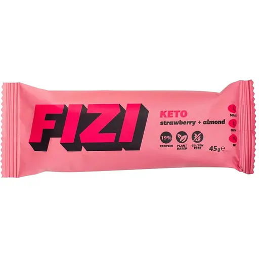Полуничний кето батончик з мигдалем Fizi, 45г